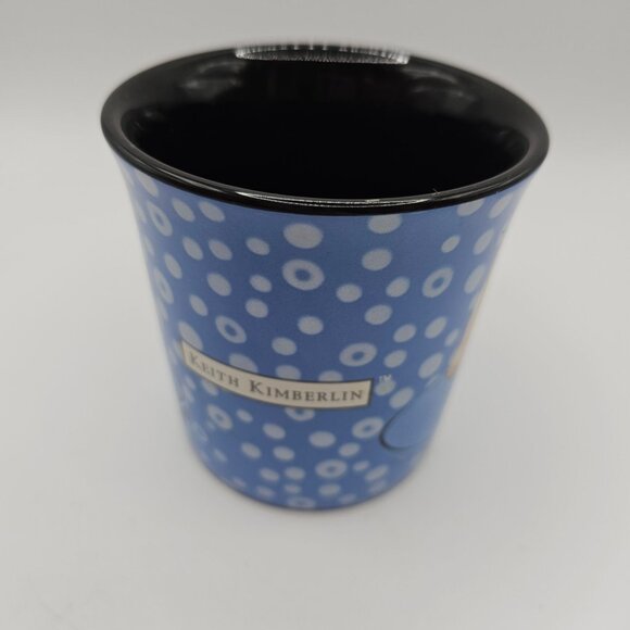Keith Kimberlin Retro Blue Polka Dot Yellow Labrador Puppy Dog Coffee Tea Mug - Picture 9 of 11